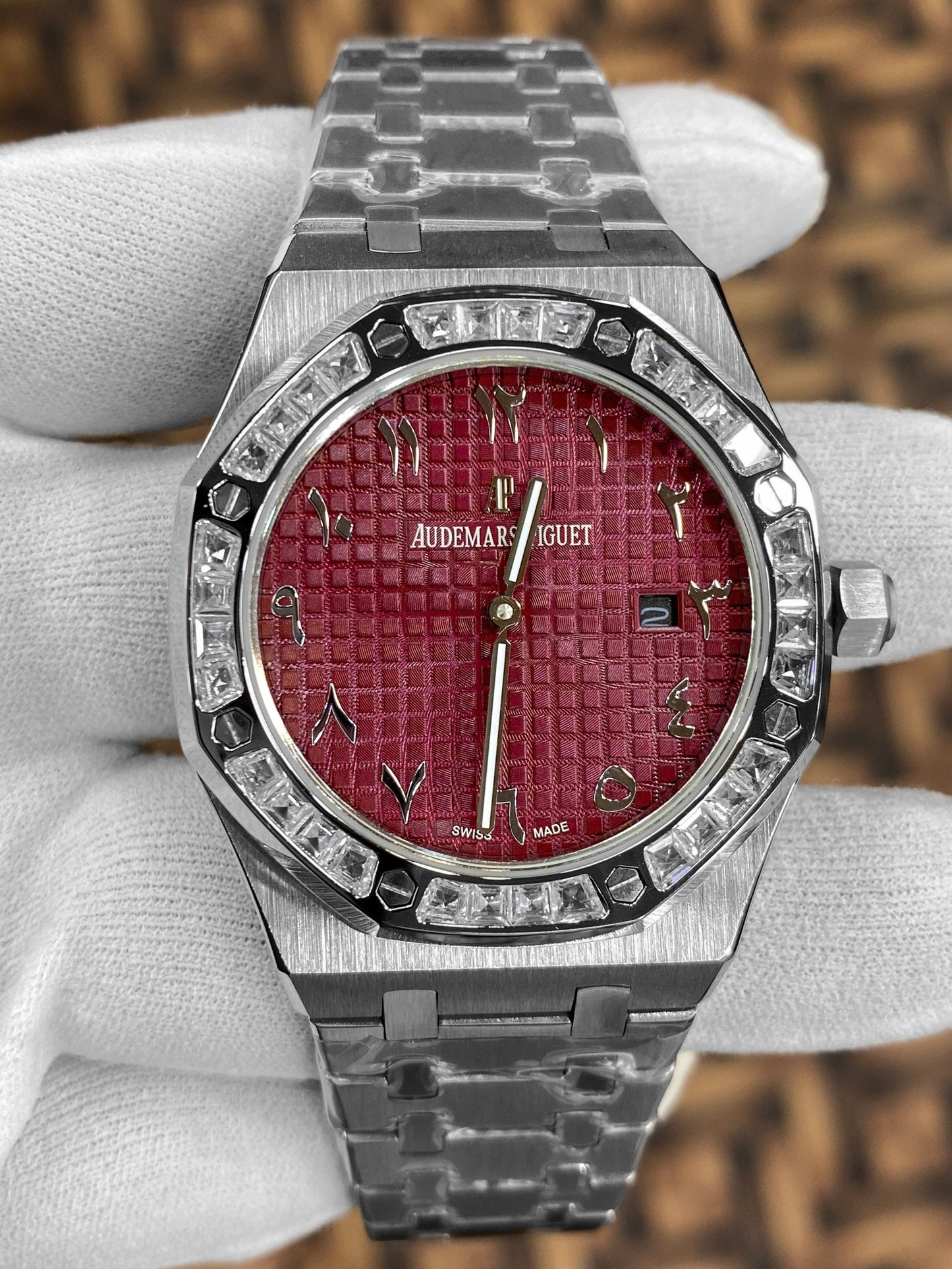 Latest Collection Silver With Purple Dial & Stone Bezel
