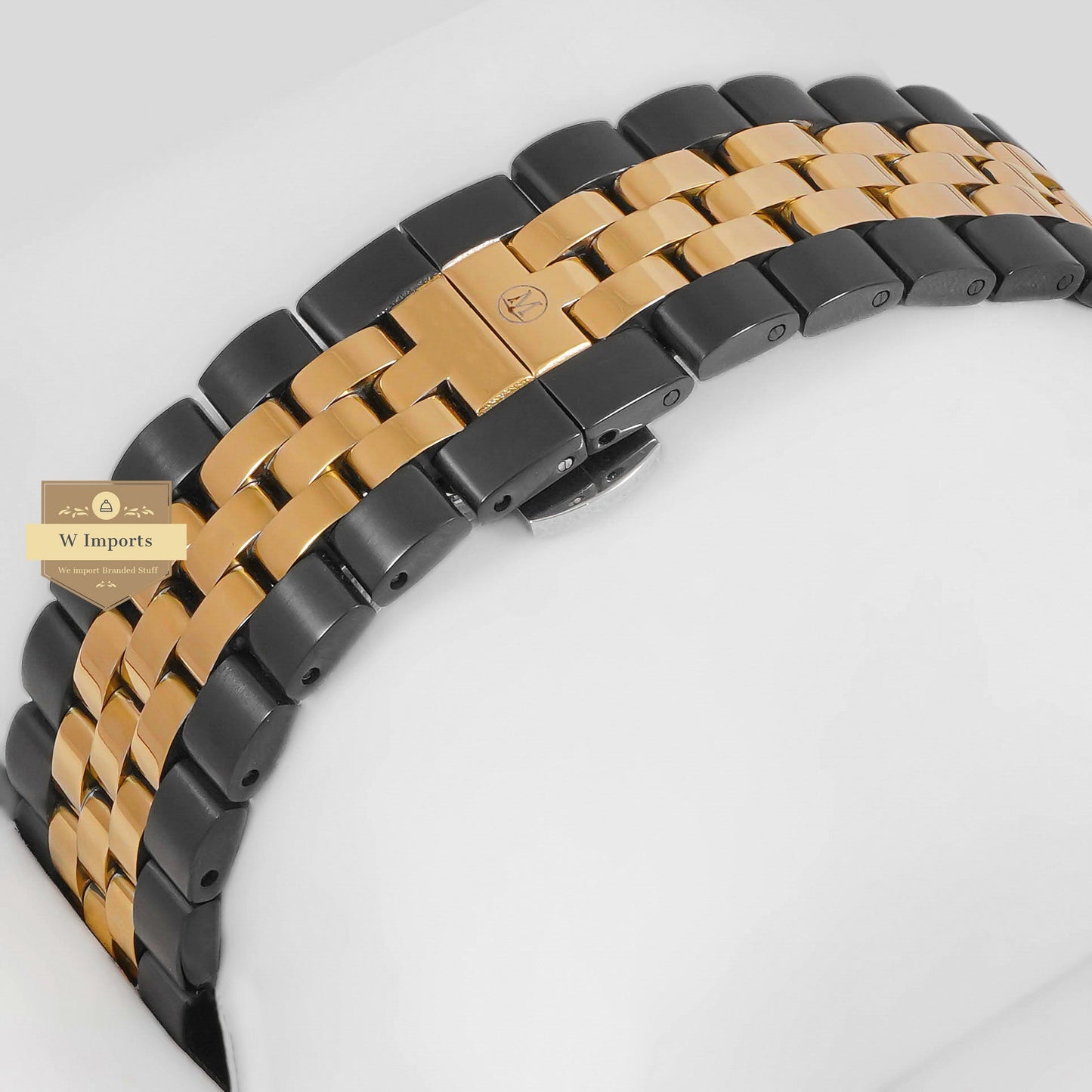 LATEST COLLECTION TWO TONE BLACK GOLD WITH DIAL CHAIN WATCH