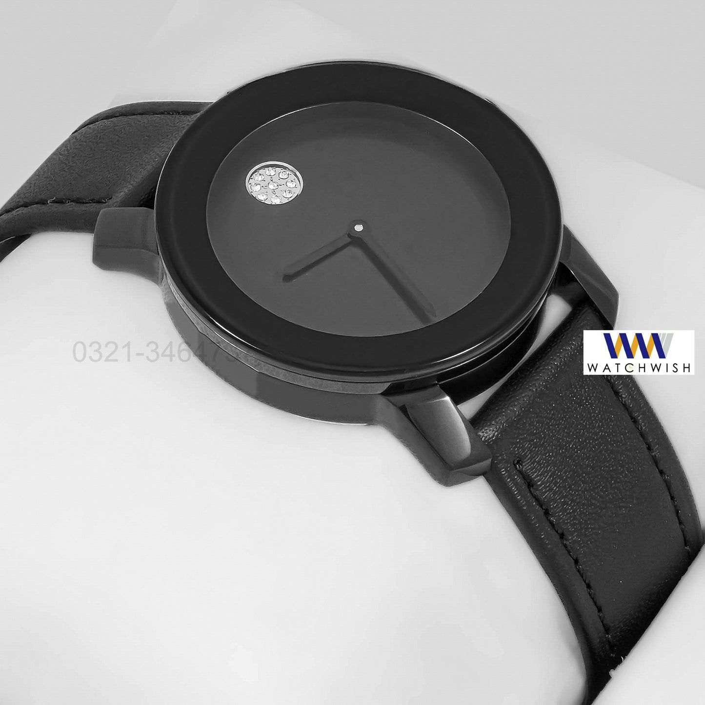 LATEST COLLECTION ALL BLACK WITH DIAL & LEATHER STRAP LADIES WATCH
