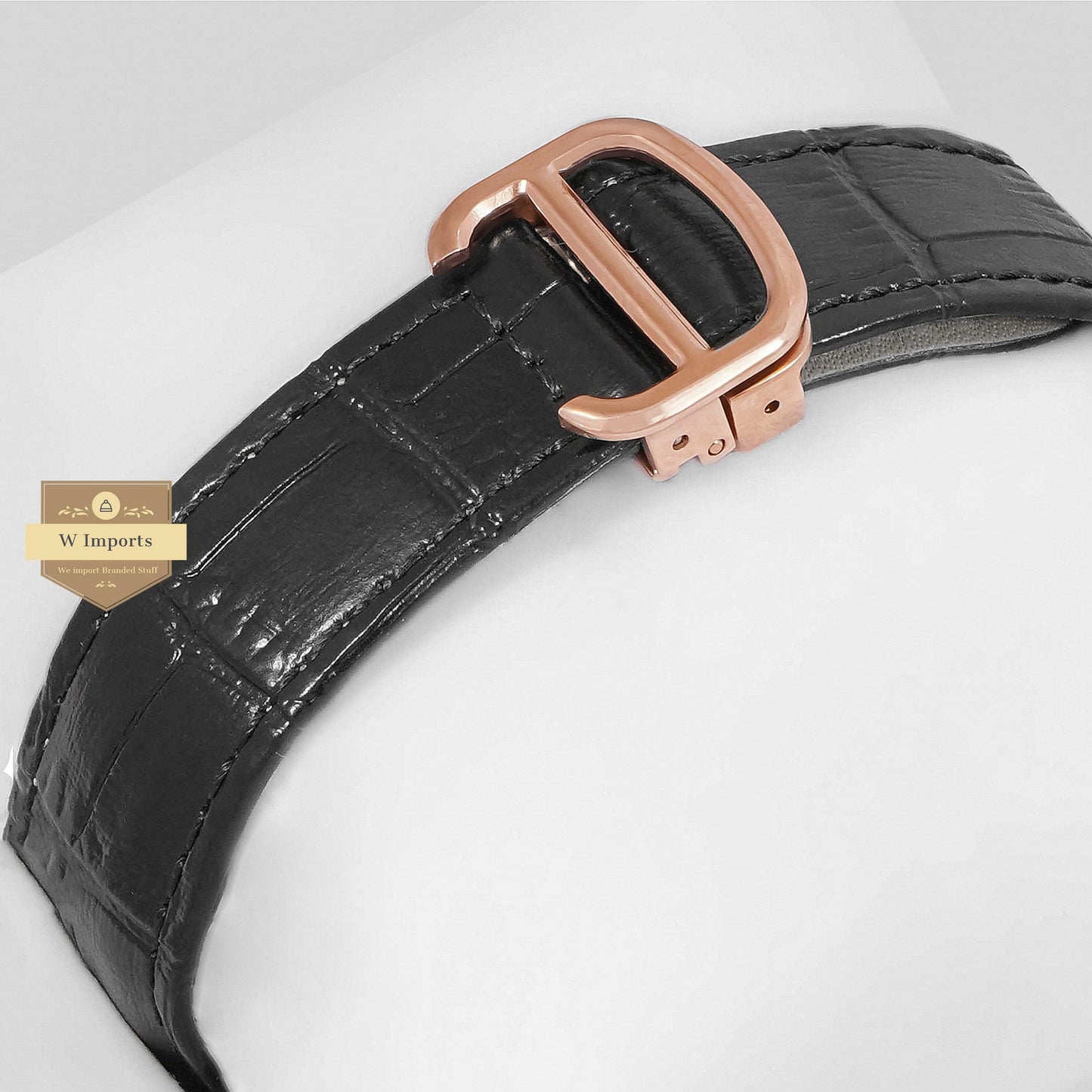 LATEST COLLECTION TOURBILLON MOON PHASE ROSE GOLD CASE WITH BLACK SKELETON DIAL & LEATHER STRAP