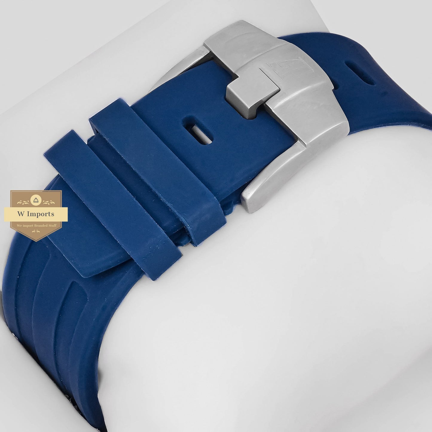 LATEST COLLECTION CHRONOGRAPH SILVER STONE BEZEL WITH BLUE DIAL & RUBBER STRAP