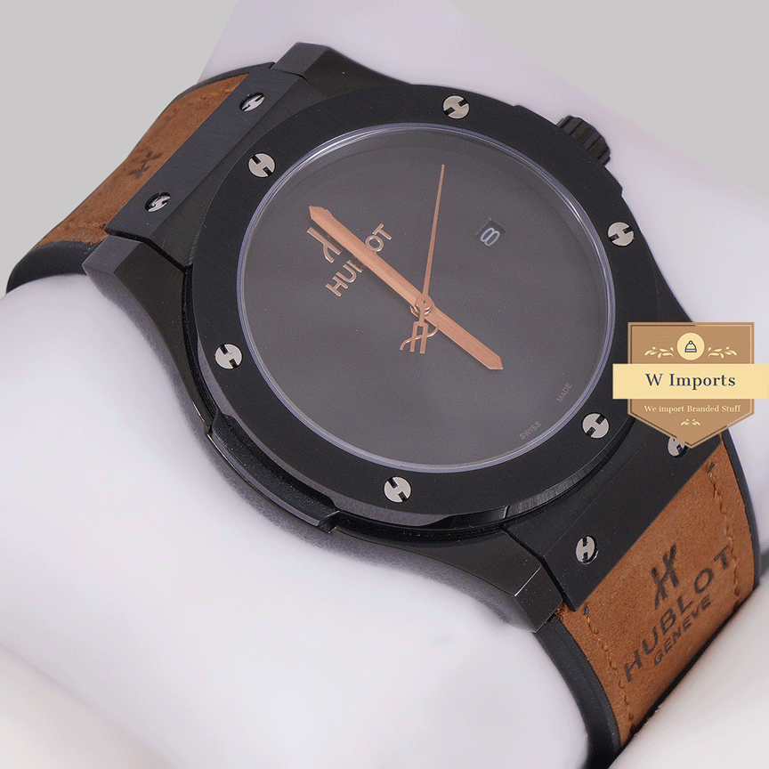 Latest Collection Black Case With Dial & Brown Velvet Strap