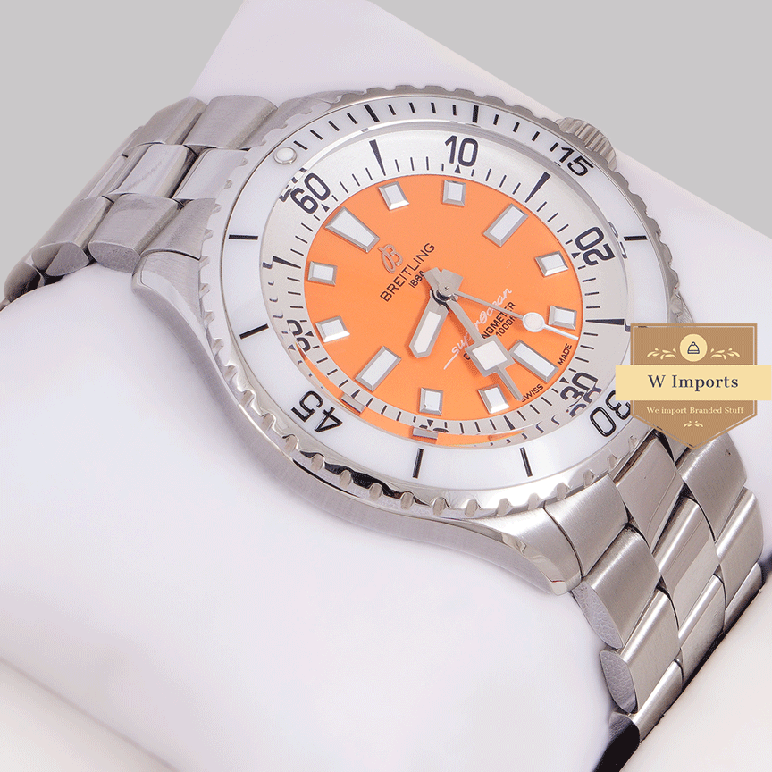 Latest Collection Silver With Orange Dial Watch