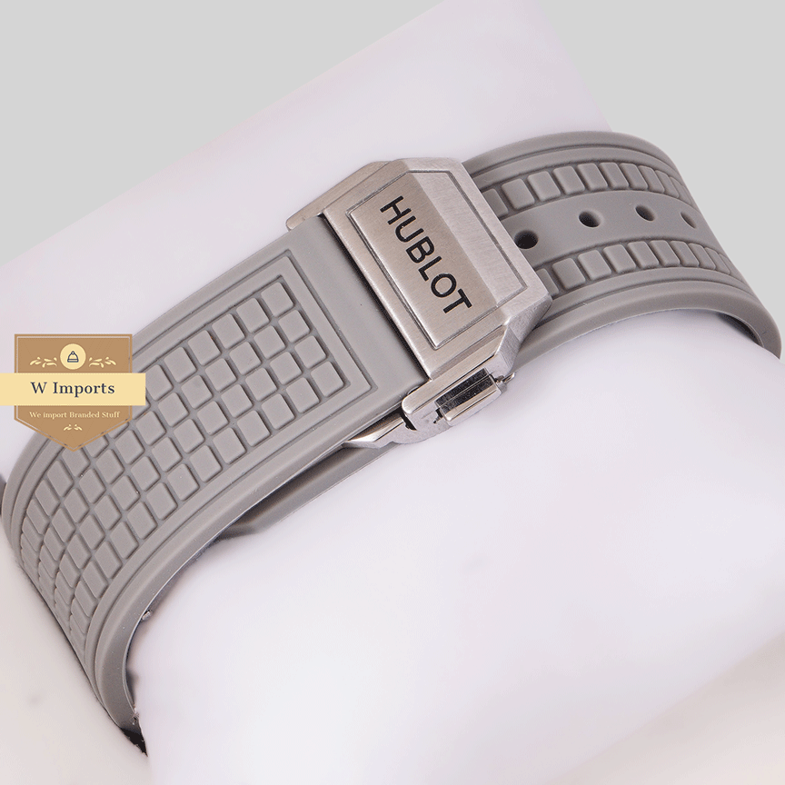 Latest Premium Collection Chronograph Silver Stone Bezel & Gray Skeleton Dial With Pvc Strap