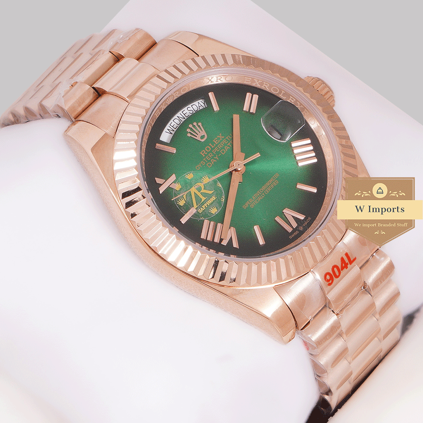 Latest Collection 40 Rose Gold With Dark Green Dial Roman Numeral & Fluted Bezel Zr Factory