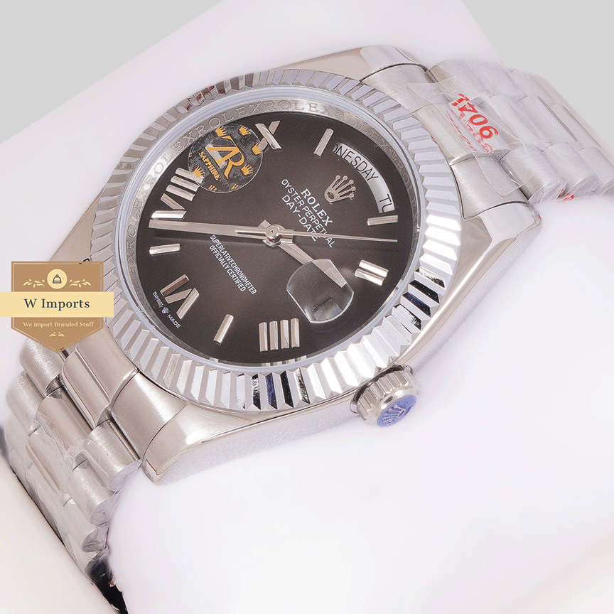 New Arrival 40mm Silver With Gray Dial Roman Numeral & Fluted Bezel Zr Factory Grade