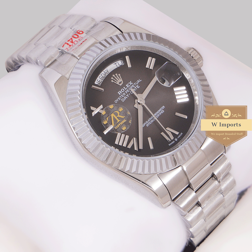 New Arrival 40mm Silver With Gray Dial Roman Numeral & Fluted Bezel Zr Factory Grade