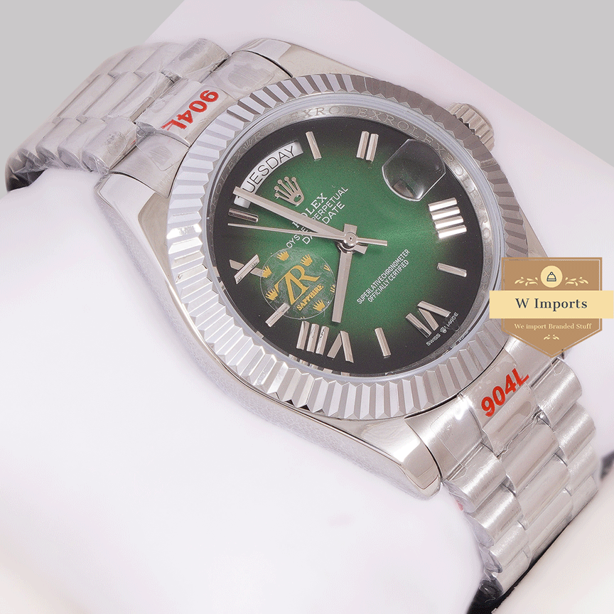 New Arrival 40mm Silver With Green Dial Roman Numeral & Fluted Bezel Zr Factory Grade