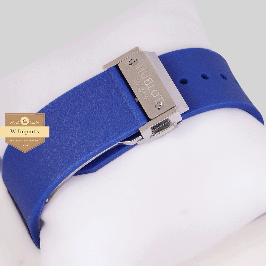 Latest Collection Silver With Stone Case & Blue Rubber Strap