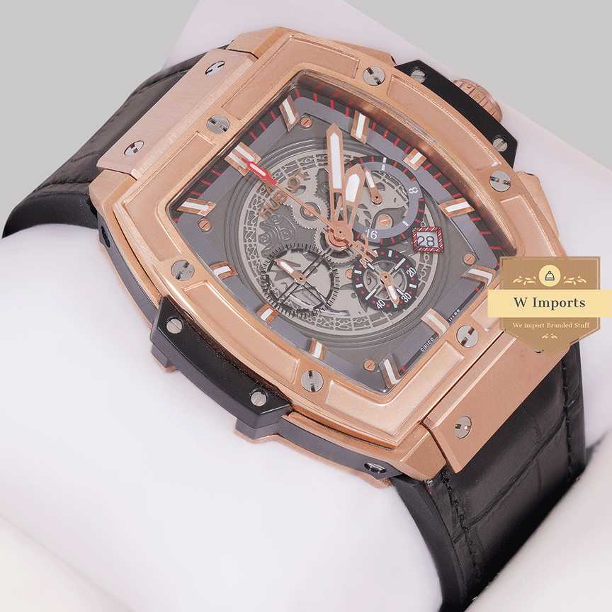 New Arrival Chronograph Rose Gold Case With Skeleton Dial Leather Strap Watch