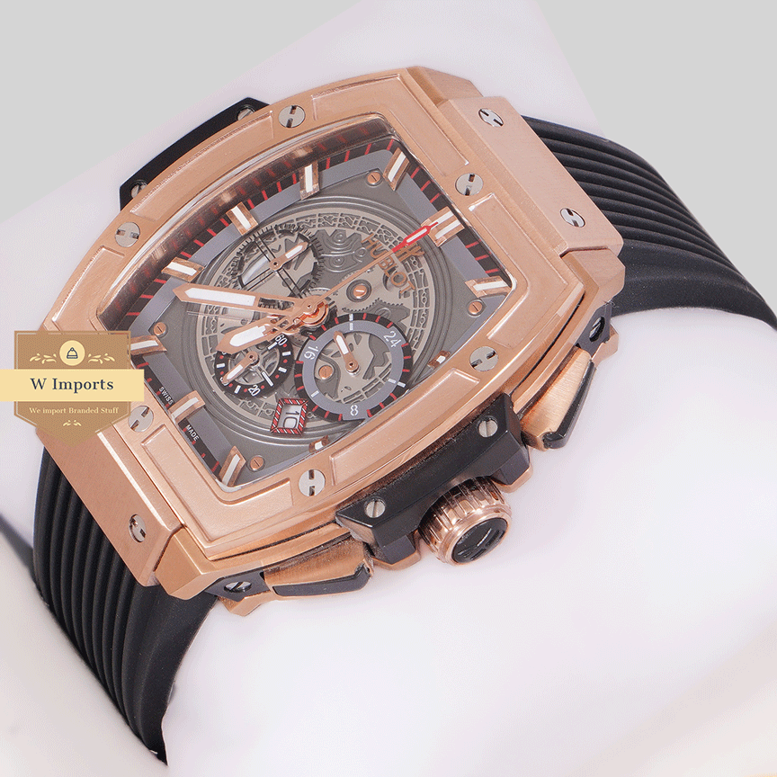 New Arrival Chronograph Rose Gold Case With Skeleton Dial Pvc Strap Watch