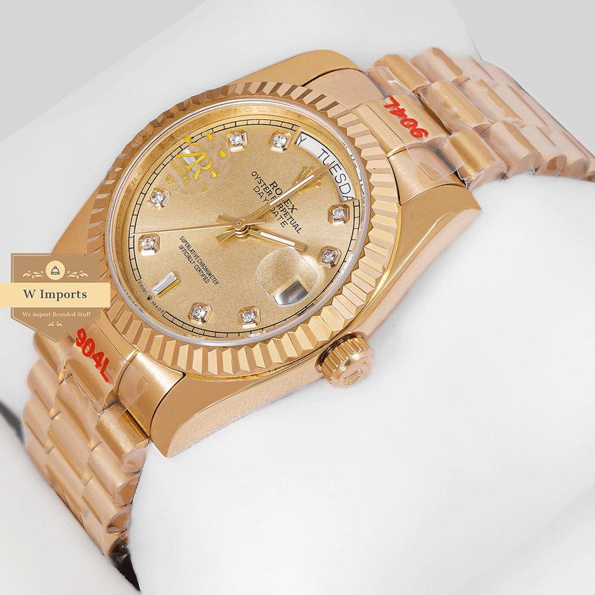 Latest Collection 36 All Yellow Gold With Dial Stone Figure & Automatic Watch Zr Factory