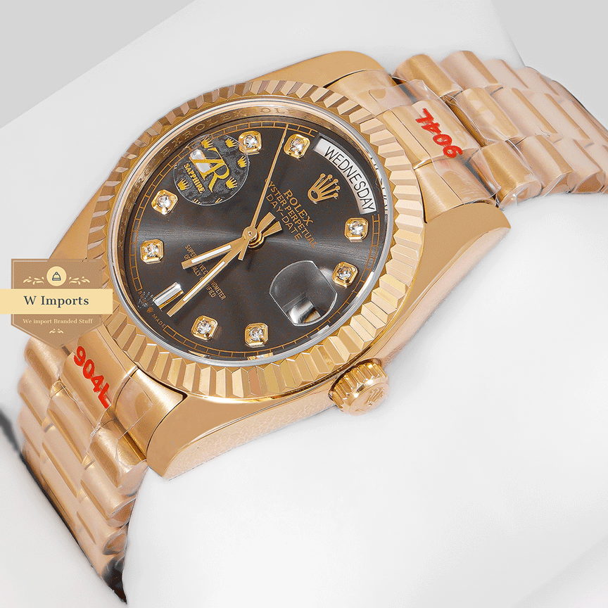 Latest Collection 36 Yellow Gold With Gray Dial Stone Figure & Automatic Watch Zr Factory