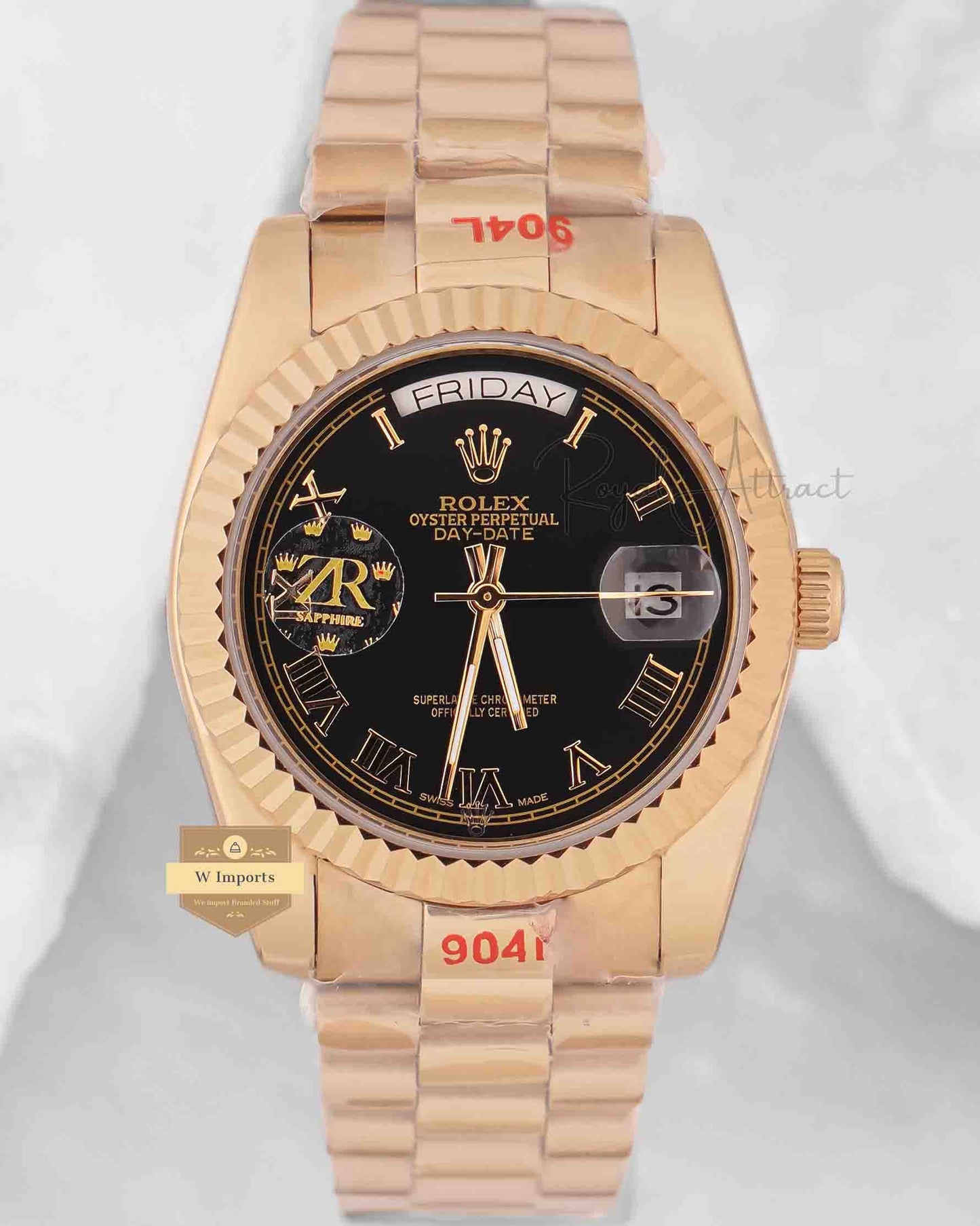 Latest Collection 36 Yellow Gold With Black Dial Roman Figure Automatic Watch Zr Factory