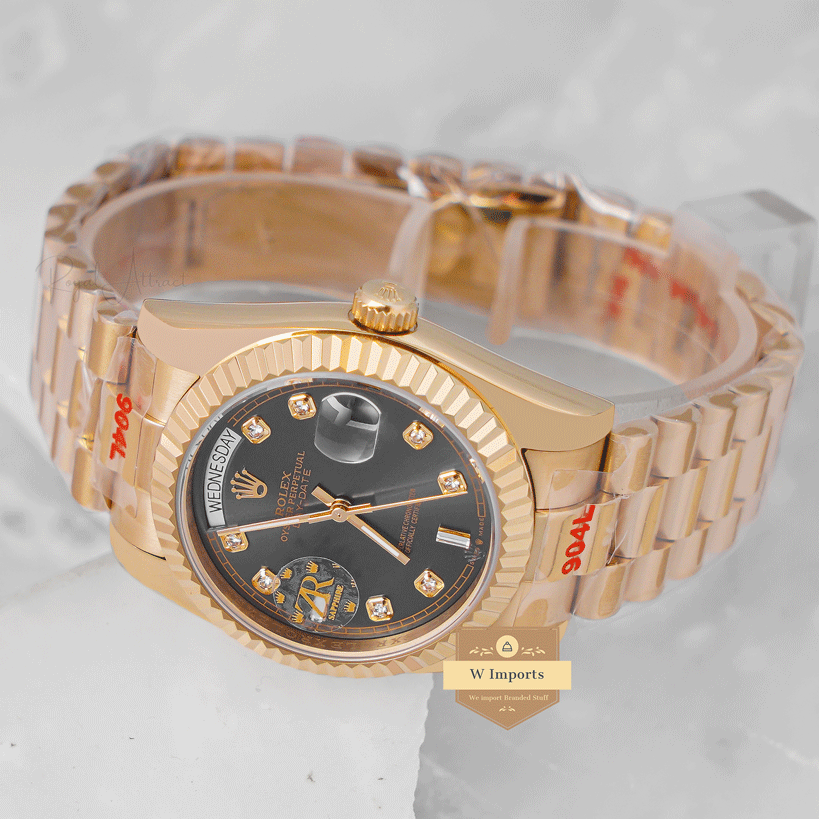 Latest Collection 36 Yellow Gold With Gray Dial Stone Figure & Automatic Watch Zr Factory