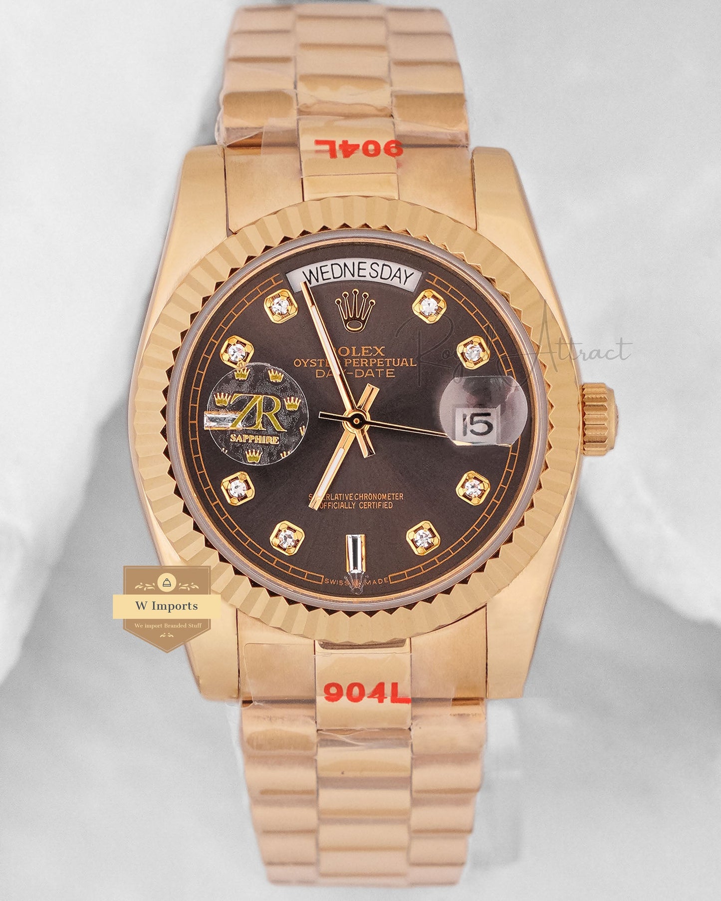 Latest Collection 36 Yellow Gold With Gray Dial Stone Figure & Automatic Watch Zr Factory