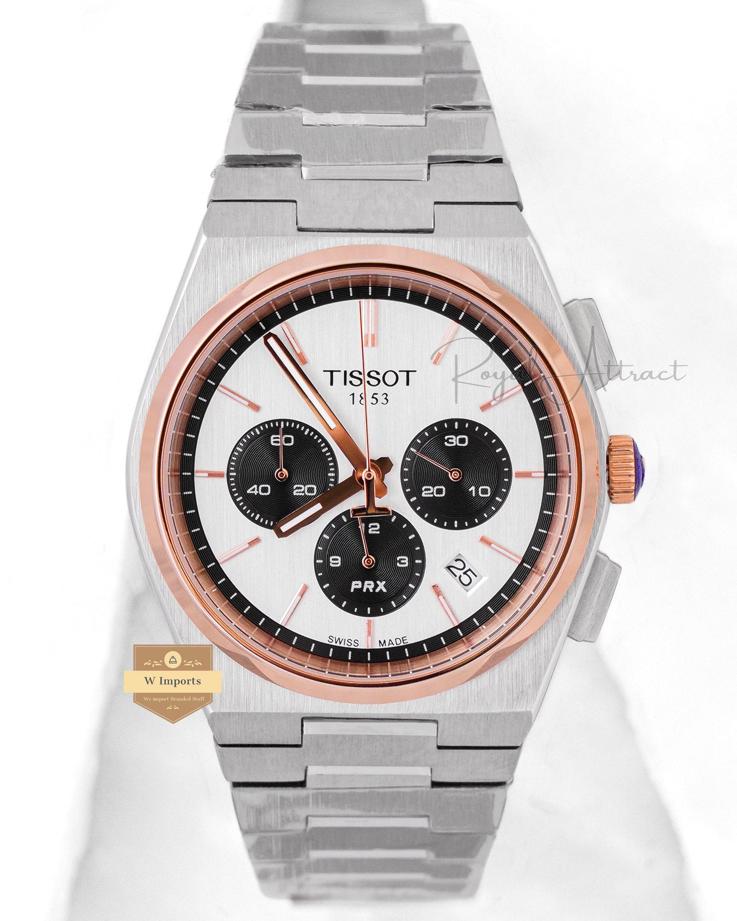 LATEST COLLECTION PRX CHRONOGRAPH TWO TONE ROSE GOLD WITH WHITE DIAL WATCH