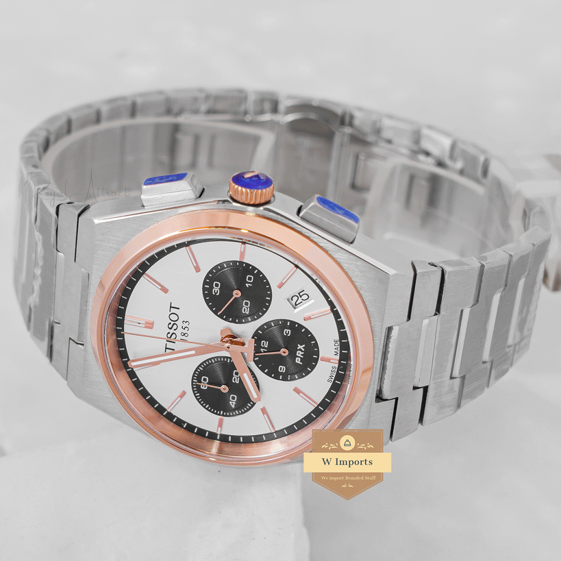LATEST COLLECTION PRX CHRONOGRAPH TWO TONE ROSE GOLD WITH WHITE DIAL WATCH