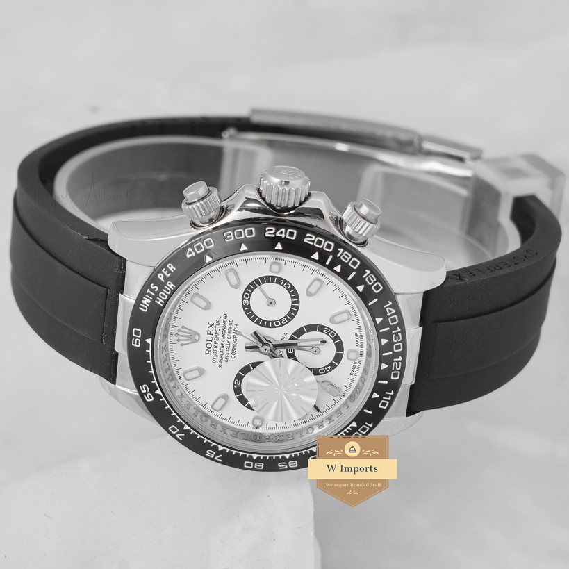 Latest Collection 40mm Silver Case With White Dial Rubber Strap Zr Factory