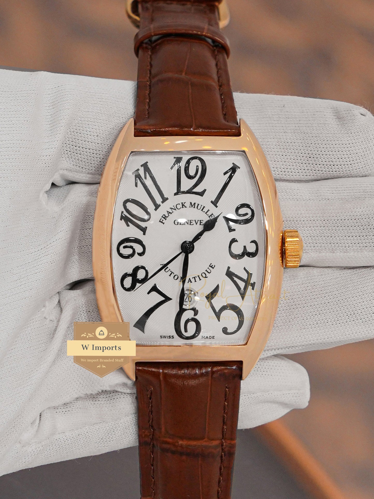 LATEST COLLECTION ROSE GOLD CASE WITH WHITE DIAL AND LEATHER STRAP