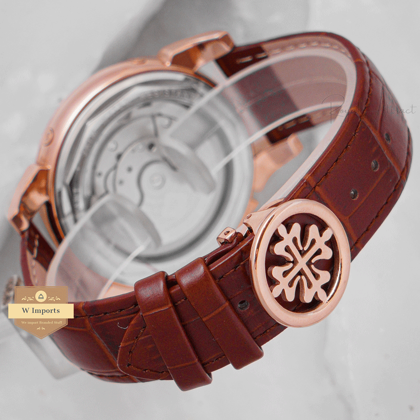 LATEST COLLECTION CHRONOGRAPH ROSE GOLD CASE WITH GRAY DIAL & LEATHER STRAP