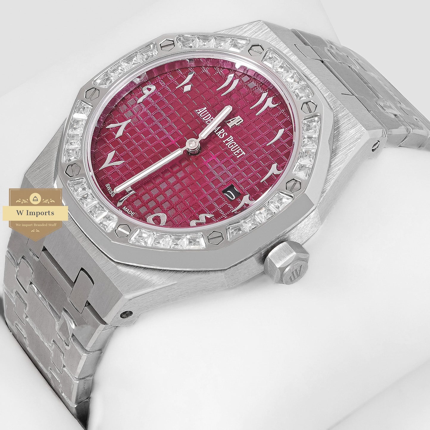 Latest Collection Silver With Purple Dial & Stone Bezel