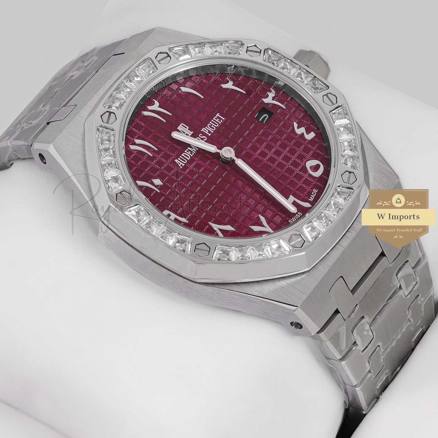 Latest Collection Silver With Purple Dial & Stone Bezel