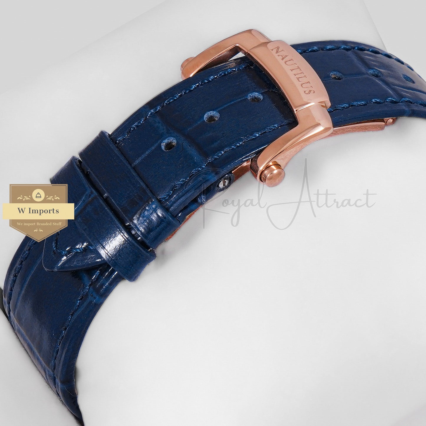 Latest Collection Rose Gold Case With Blue Dial & Leather Strap