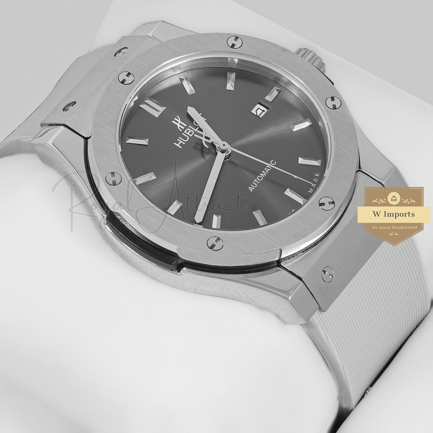 Latest Collection Silver Case With Gray Dial & Pvc Strap