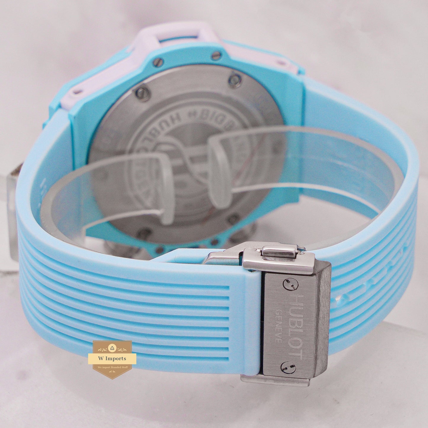 Latest Collection Chronograph Tiffany Blue Case With Black Dial Pvc Strap