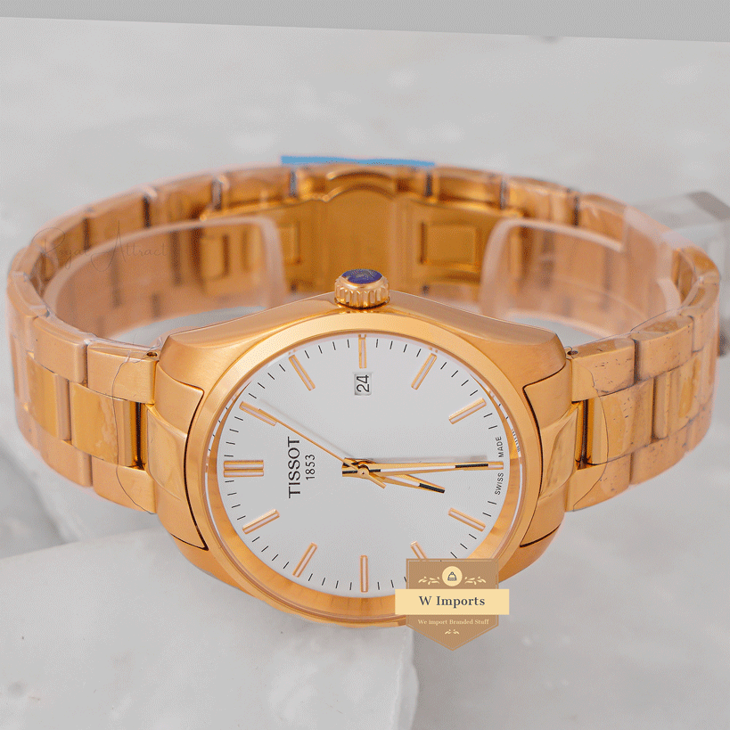 Latest Collection Yellow Gold With White Dial Chain Watch