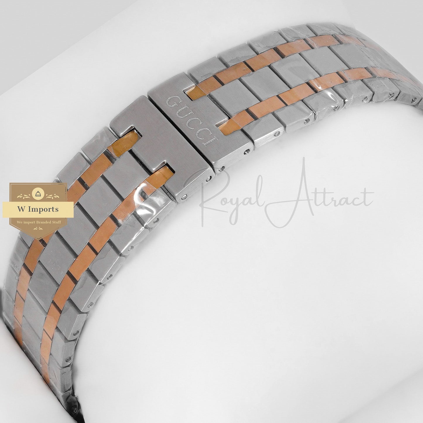 Latest Collection Two Tone Yellow Gold With Black Dial Chain Watch
