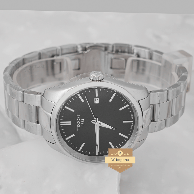 Latest Collection Silver With Black Dial Chain Watch