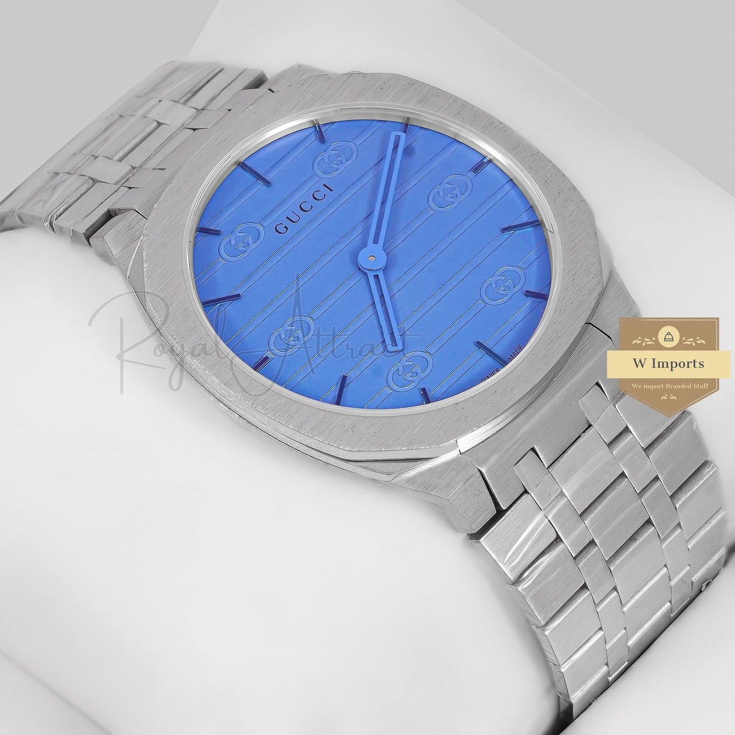 Latest Collection Silver With Royal Blue Dial Chain Watch