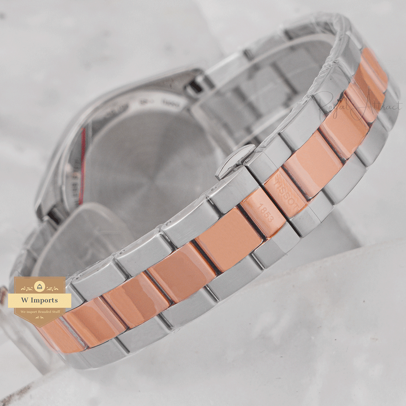 Latest Collection Two Tone Rose Gold With White Dial Chain Watch
