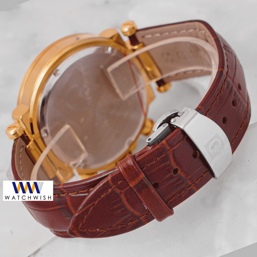Latest Collection Chronograph Yellow Gold Case With White Dial & Brown Leather Strap