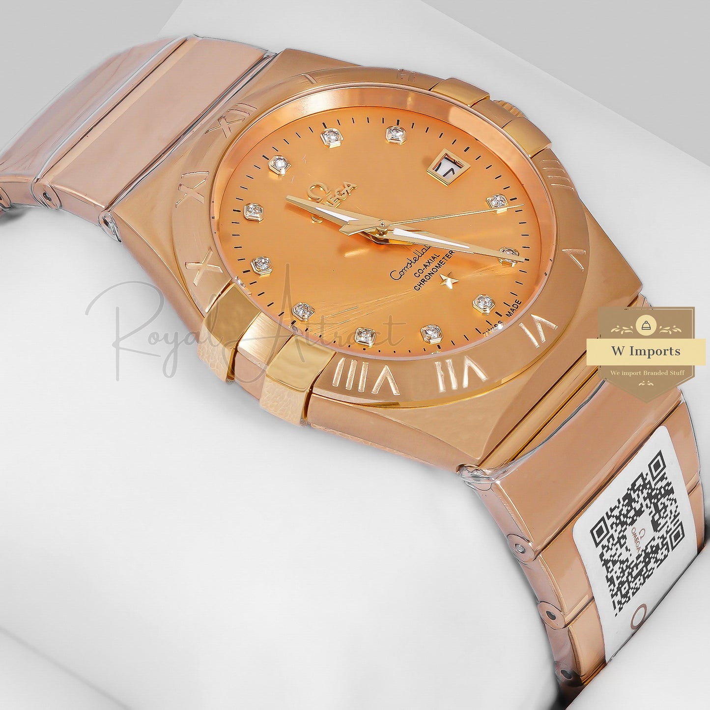 Latest Collection All Yellow Gold With Dial & Stone Figure Automatic Watch