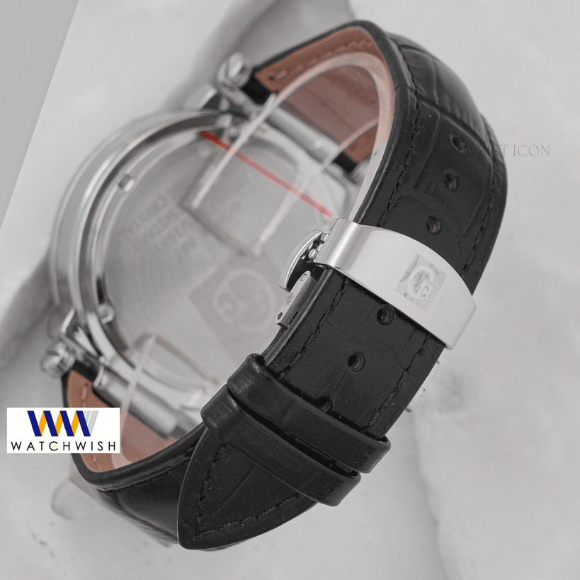 Latest Collection Chronograph Silver Case With Black Dial & Leather Strap