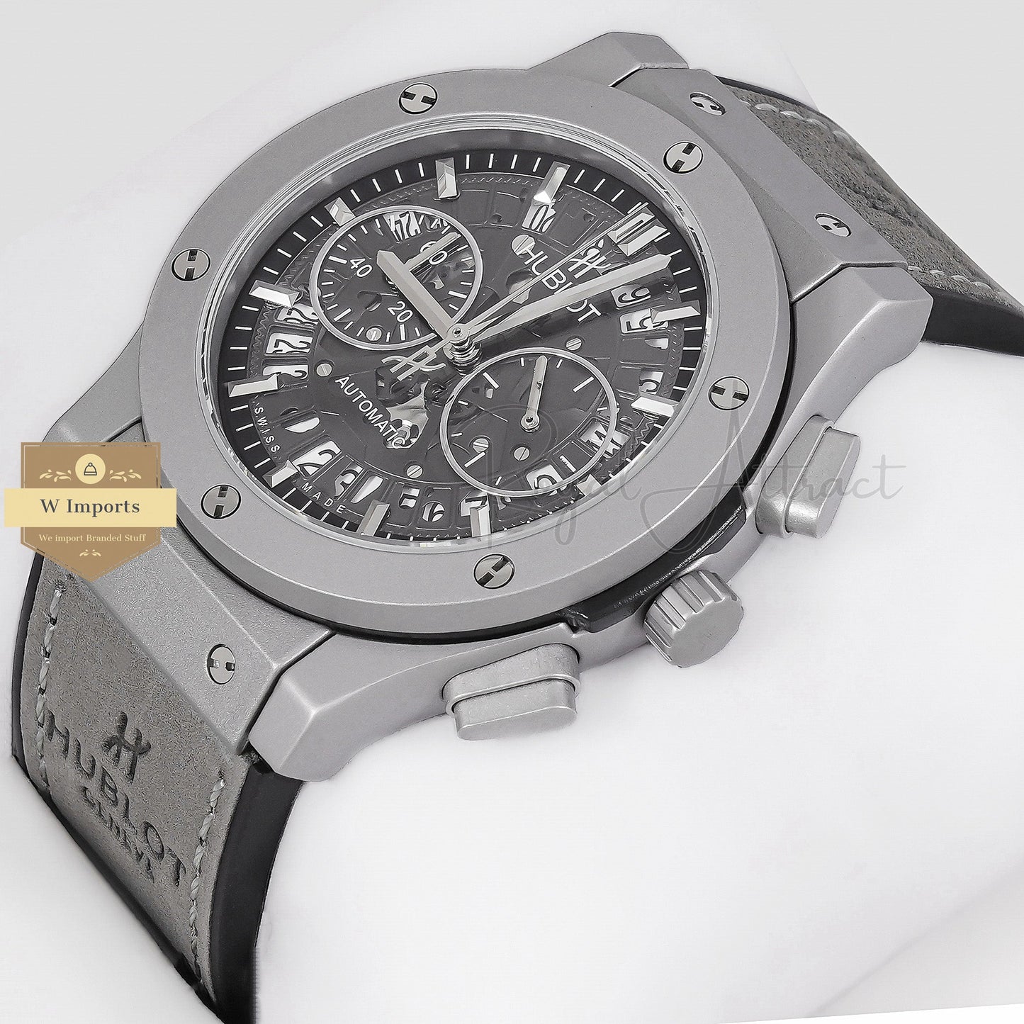 Latest Collection Chronograph Silver Matt Case With Skeleton Dial Strap Watch