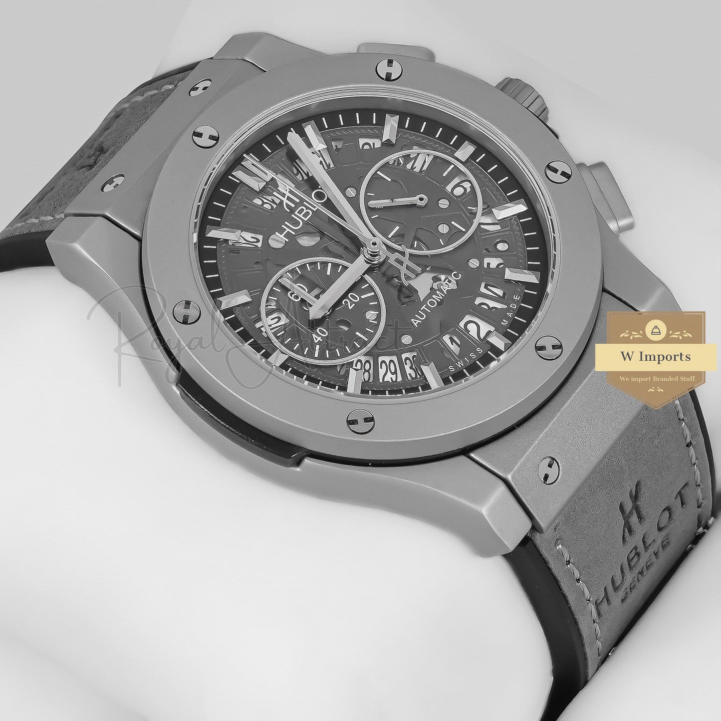 Latest Collection Chronograph Silver Matt Case With Skeleton Dial Strap Watch