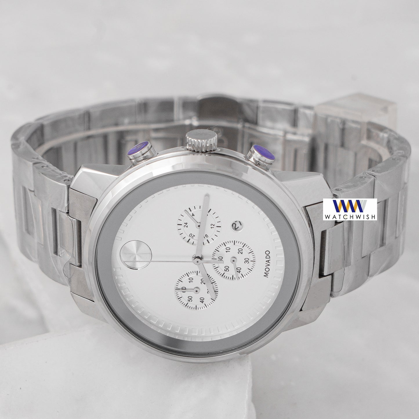 Latest Collection Chronograph Silver With White Dial Chain Watch