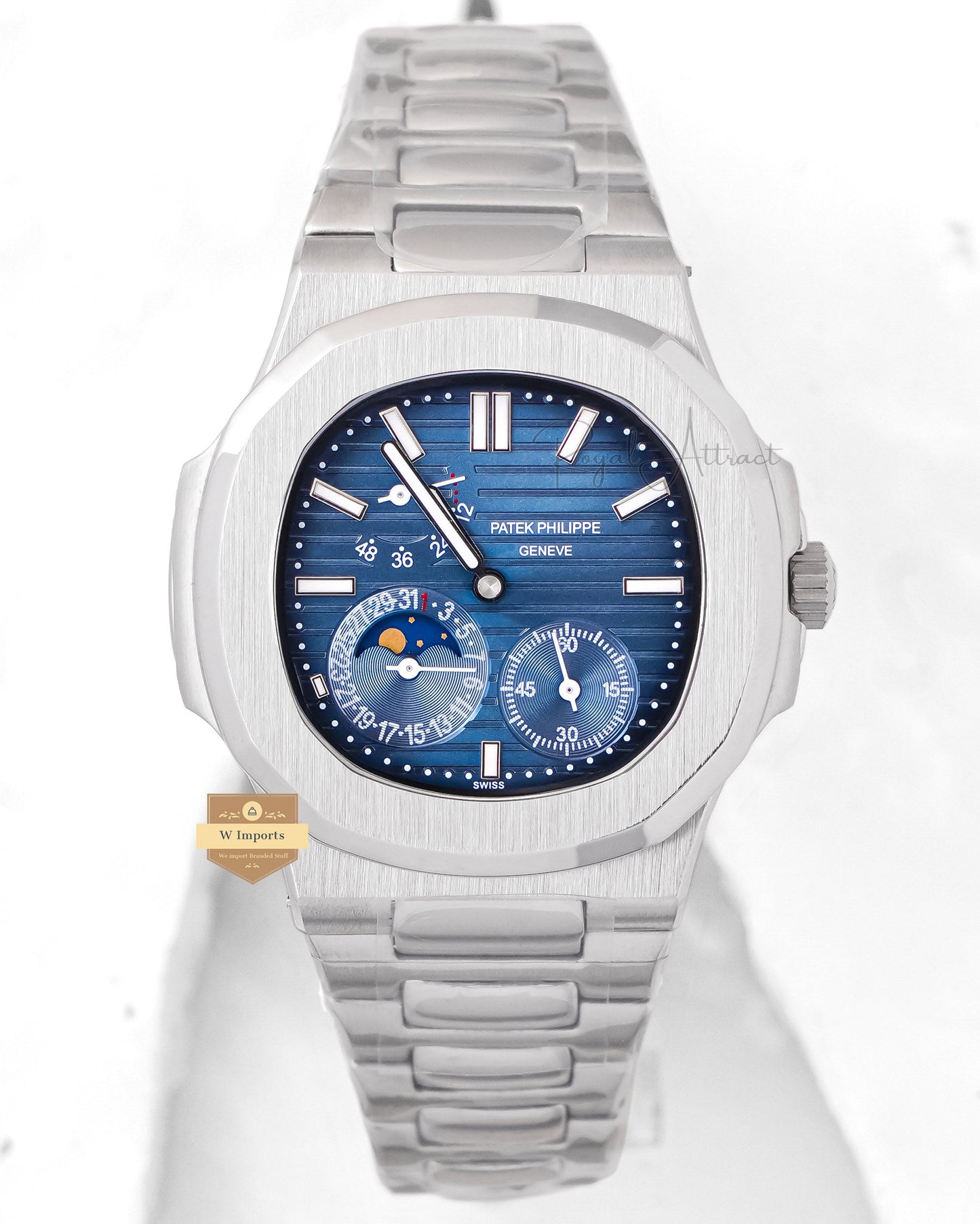 Latest Collection Chronograph Moon Phase Silver With Blue Dial Automatic Watch