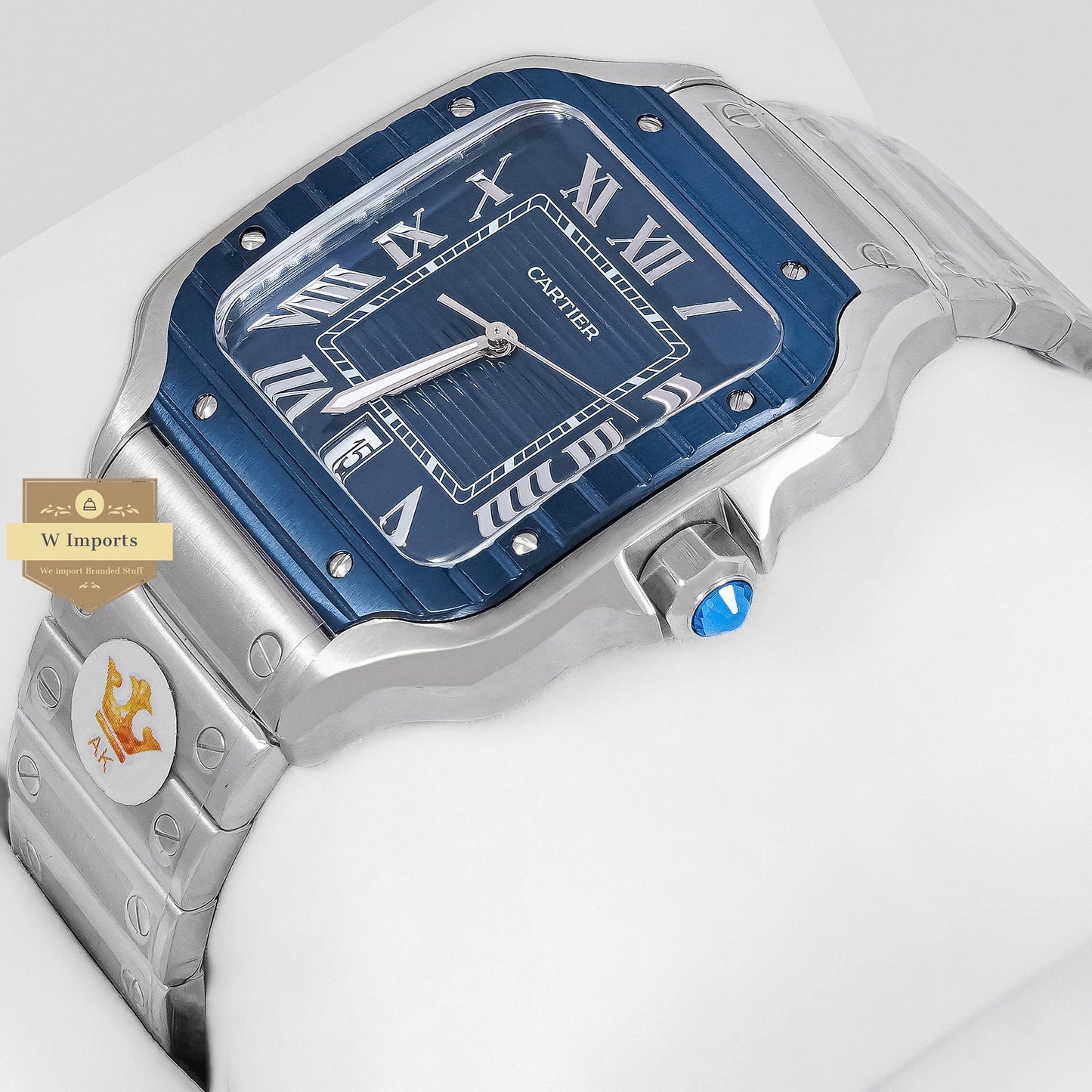Latest Collection Silver With Blue Bezel And Dial Chain Watch