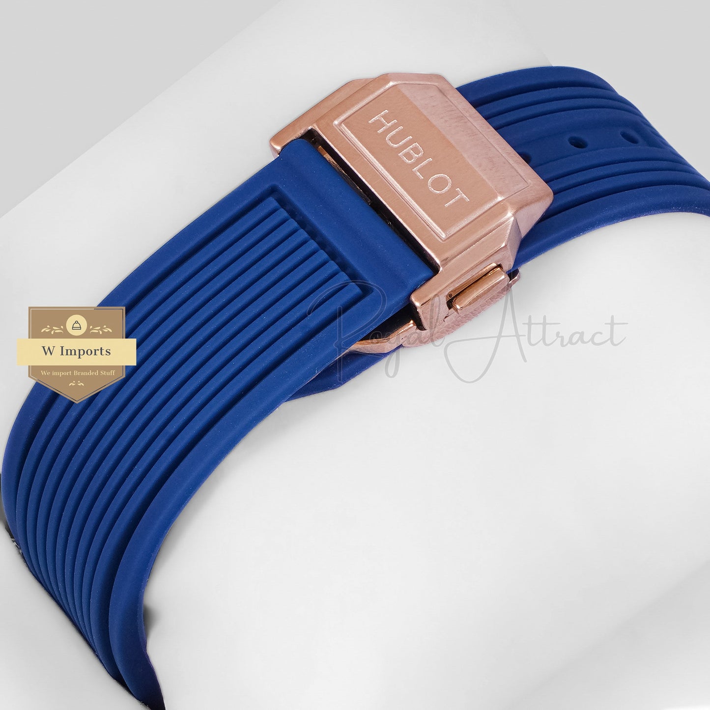 Latest Collection Chronograph Rose Gold Case With Blue Dial & Pvc Strap