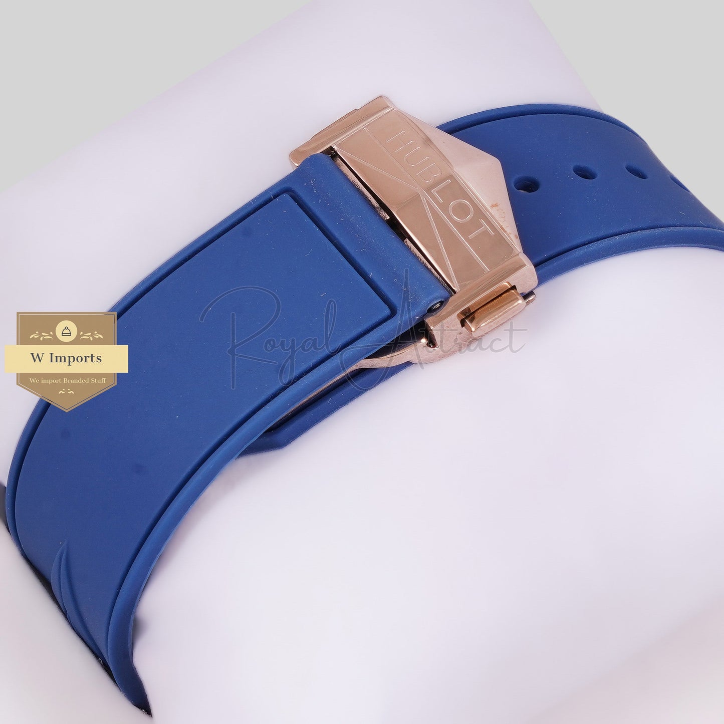 LATEST COLLECTION CHRONOGRAPH ROSE GOLD CASE WITH BLUE DIAL & RUBBER STRAP