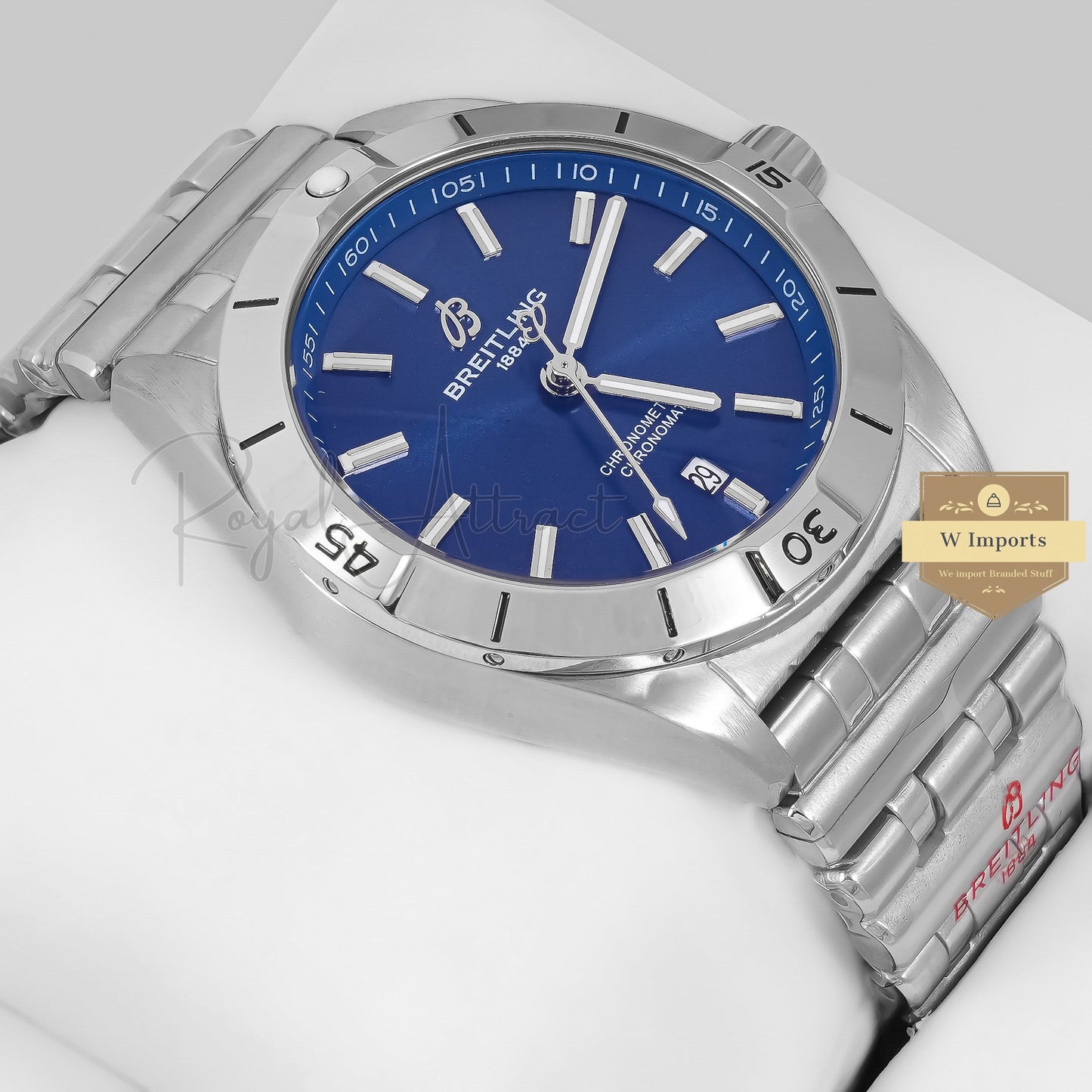 Latest Collection Silver With Blue Dial Automatic Chain Watch