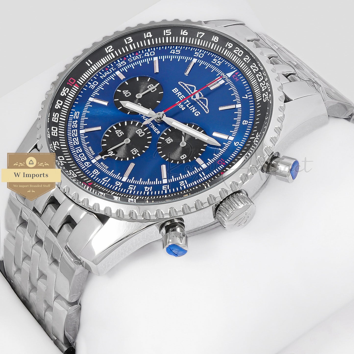 Latest Collection Chronograph Silver With Blue Dial Chain Watch
