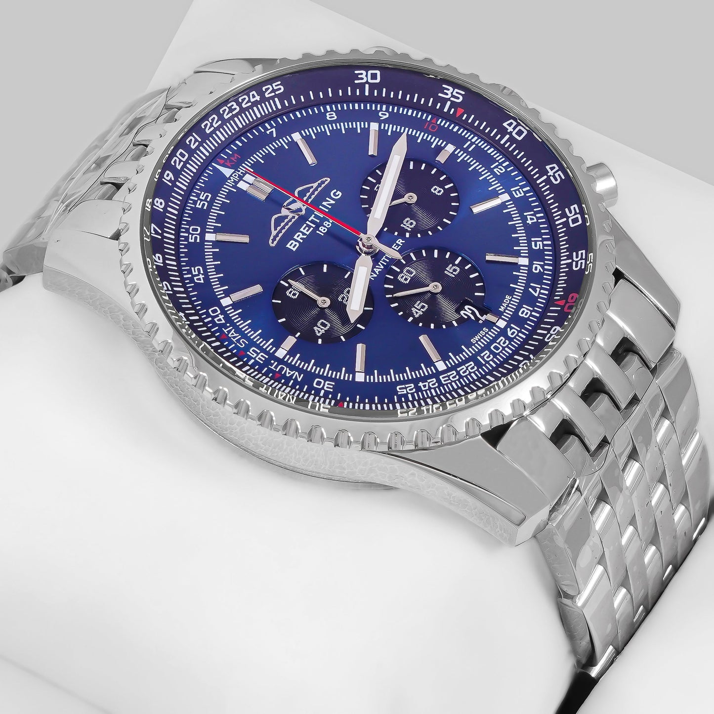 Latest Collection Chronograph Silver With Blue Dial Chain Watch