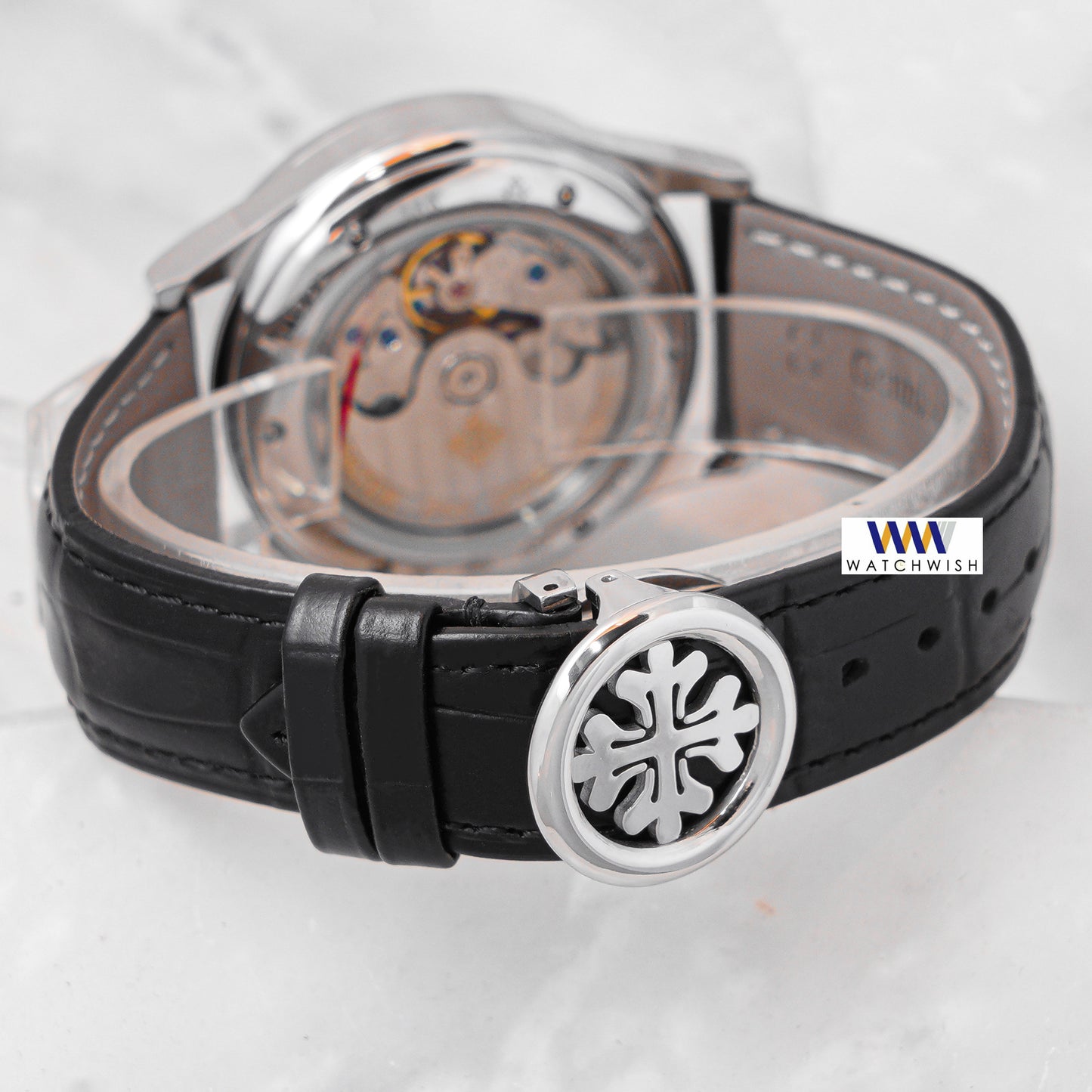 LATEST COLLECTION MOON PHASE SILVER CASE WITH WHITE DIAL & LEATHER STRAP