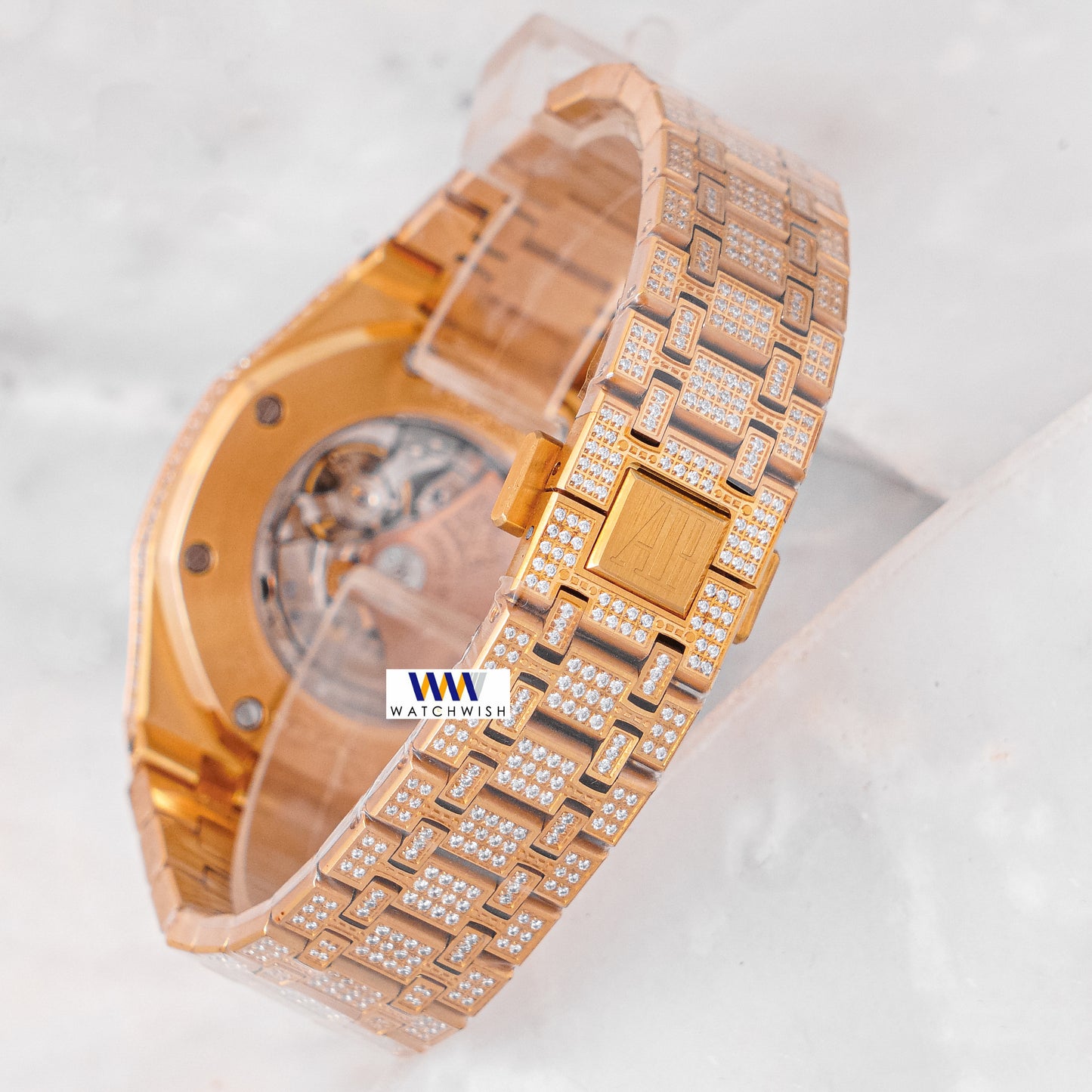 Latest Collection Full Stone All Yellow Gold With Dial Automatic Watch